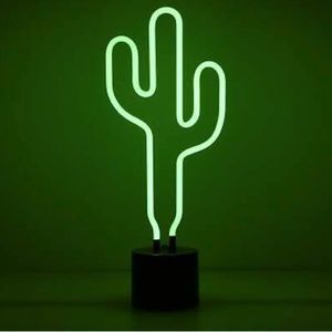 Amped & Co Cactus Neon Desk Light, Real Neon, Green, Large 16.5 x 7 inches, Home